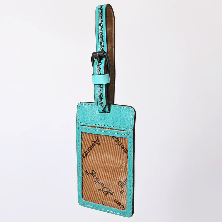 American Darling Western Leather Hand-Tooled Card Holder – Genuine Leather Travel ID Tag with Strap