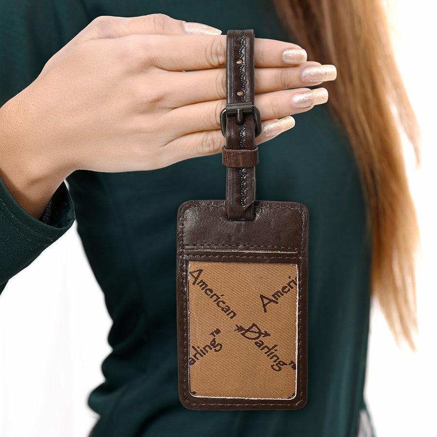 American Darling Western Leather Hand-Tooled Card Holder – Genuine Leather Travel ID Tag with Strap