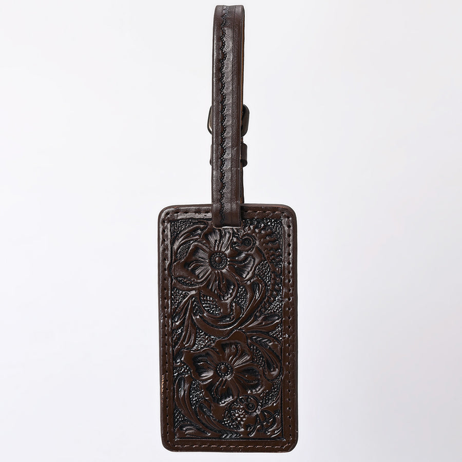 American Darling Western Leather Hand-Tooled Card Holder – Genuine Leather Travel ID Tag with Strap