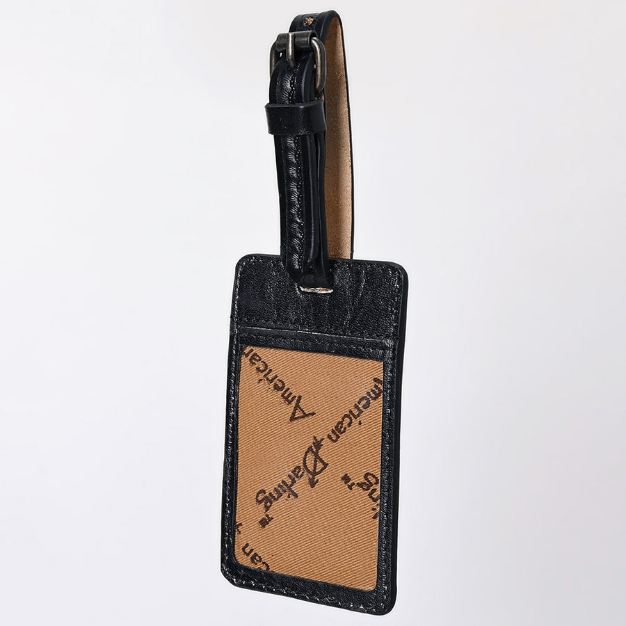 American Darling Western Leather Hand-Tooled Card Holder – Genuine Leather Travel ID Tag with Strap