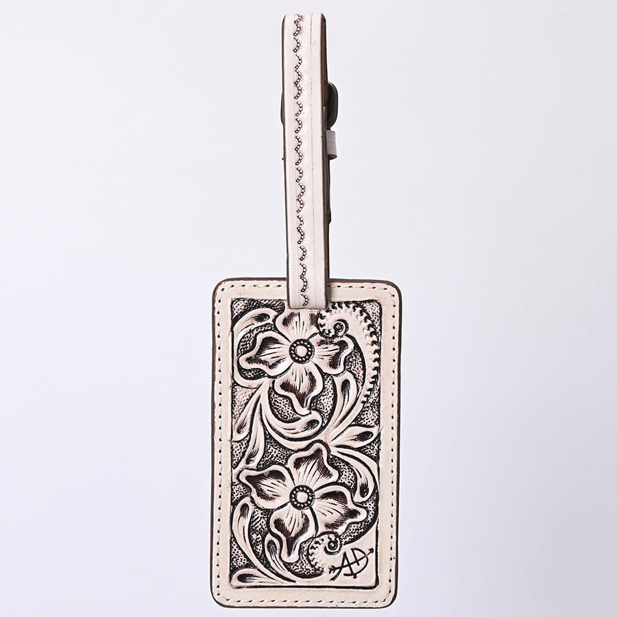 American Darling Western Leather Hand-Tooled Card Holder – Genuine Leather Travel ID Tag with Strap