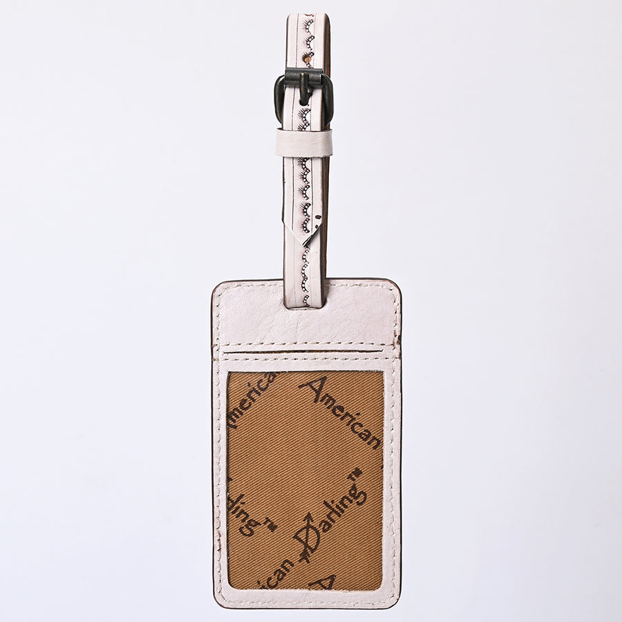 American Darling Western Leather Hand-Tooled Card Holder – Genuine Leather Travel ID Tag with Strap