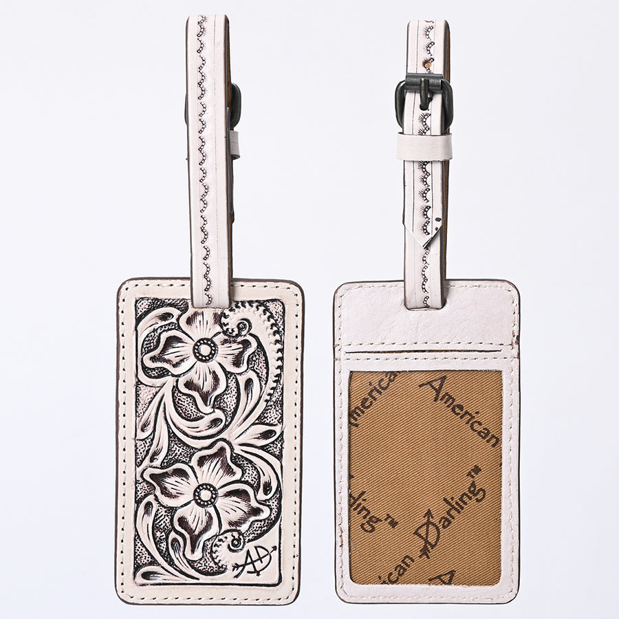 American Darling Western Leather Hand-Tooled Card Holder with Strap | Genuine Leather Travel ID Tag - Uhorse