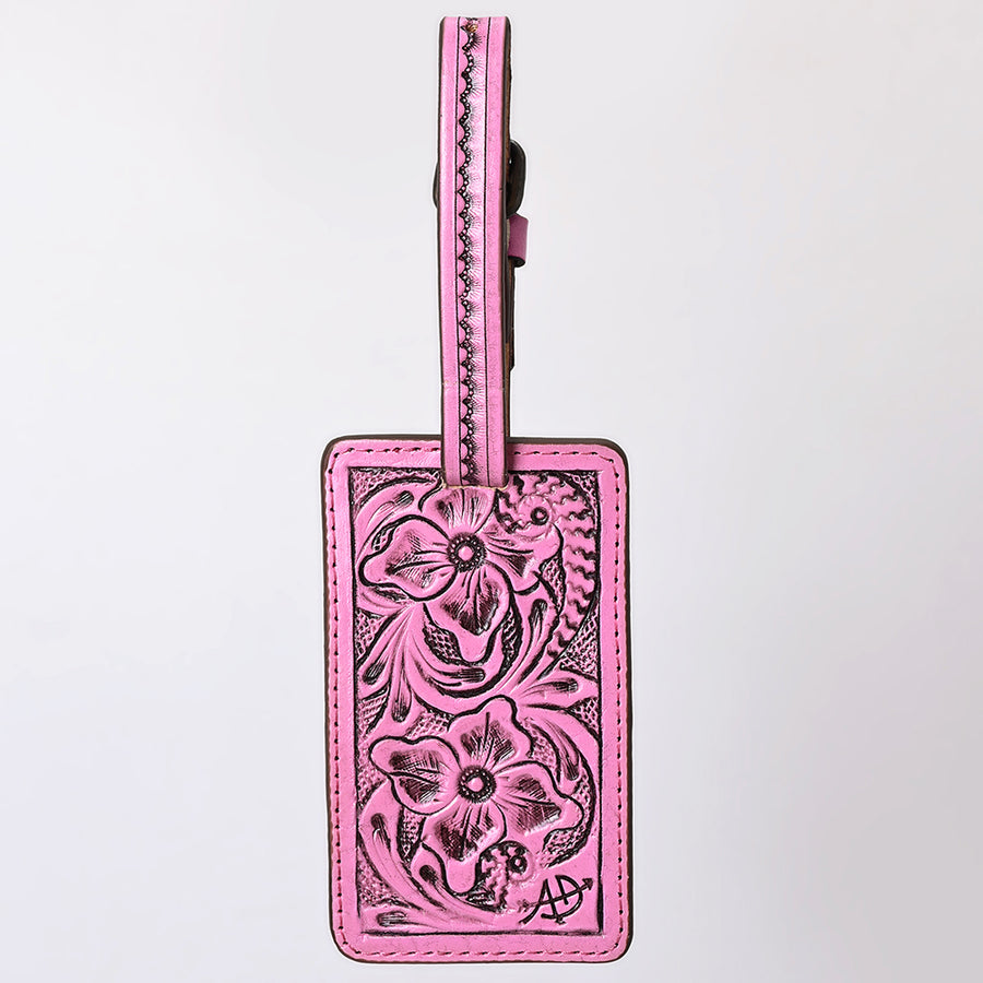 American Darling Western Leather Hand-Tooled Card Holder – Genuine Leather Travel ID Tag with Strap