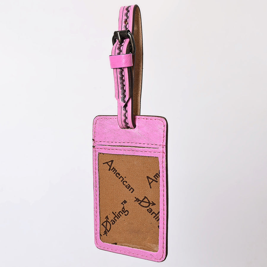 American Darling Western Leather Hand-Tooled Card Holder – Genuine Leather Travel ID Tag with Strap