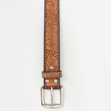 BAR H EQUINE 32 - 42 In Floral Hand Tooled Western Genuine Leather Belt Brown