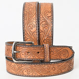 BAR H EQUINE 34 In Floral Hand Tooled W. Genuine Leather Belt Brown – by Hilason – Cowboy and equestrian accessories
