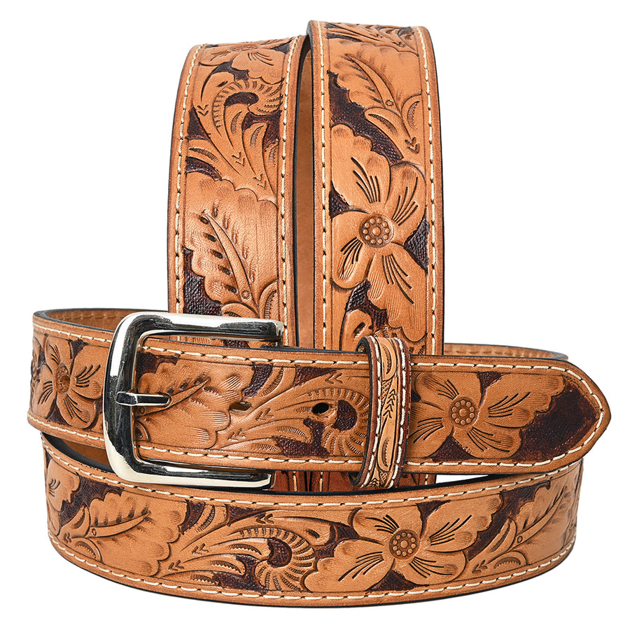 BAR H EQUINE Western Genuine Leather Men And Women Belt Floral - Uhorse