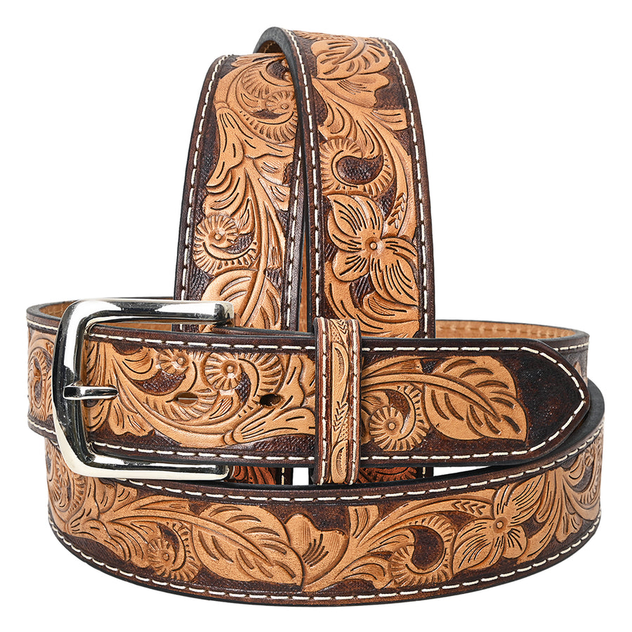 BAR H EQUINE Western Genuine Leather Men And Women Belt Floral - Uhorse