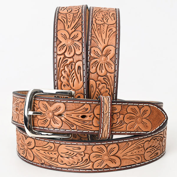 BAR H EQUINE 32 - 42 In Floral Hand Tooled Western Genuine Leather Belt Brown - Uhorse