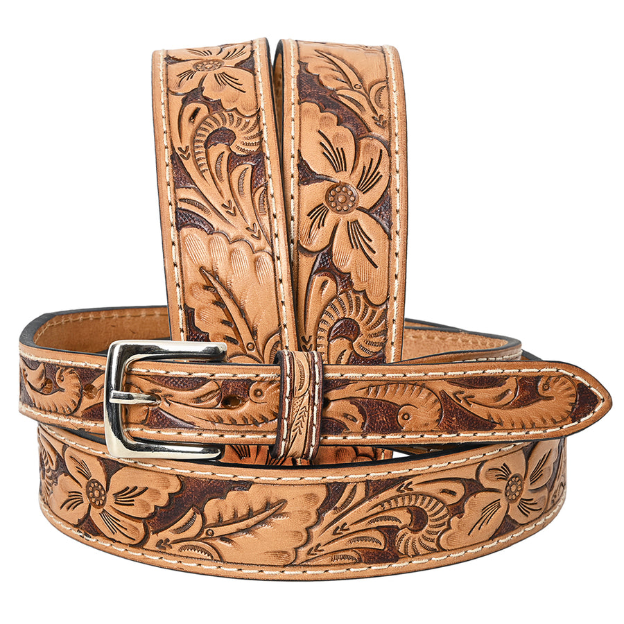 BAR H EQUINE Western Genuine Leather Men And Women Belt Floral - Bar H Equine