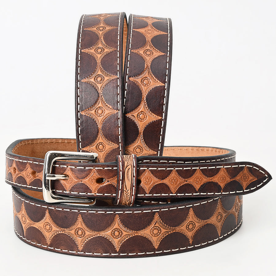 BAR H EQUINE 38 In Stylish Hand Tooled Western Genuine Leather Belt Brown - Uhorse