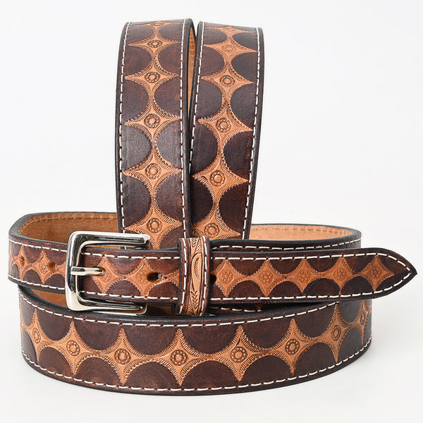 BAR H EQUINE 32 - 42 In Stylish Hand Tooled Western Genuine Leather Belt Brown - Uhorse