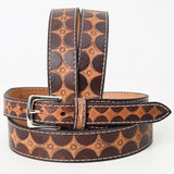 BAR H EQUINE 32 - 42 In Stylish  Hand Tooled Western Genuine Leather Belt Brown