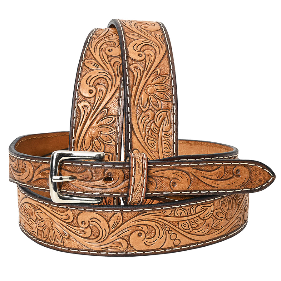 BAR H EQUINE Western Genuine Leather Men And Women Belt Floral - Uhorse