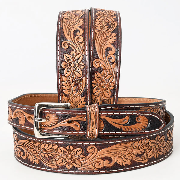BAR H EQUINE 32 - 42 In Floral Hand Tooled Western Genuine Leather Belt Brown - Uhorse