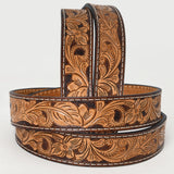 Bar H Equine Hand Tooled Genuine Leather Hand Crafted Brown Unisex Western Belt Removable Buckle Full Grain Western Belt for Men Women