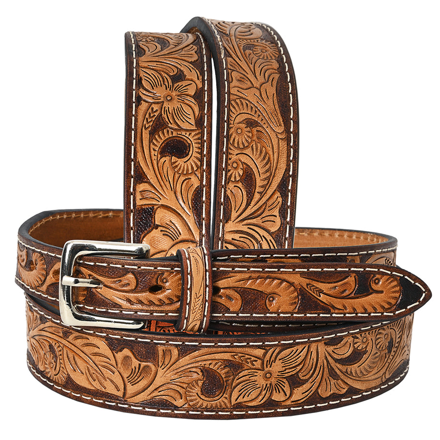 BAR H EQUINE Western Genuine Leather Men And Women Belt Floral - Uhorse