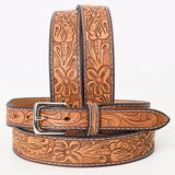 BAR H EQUINE 42 In Floral Hand Tooled Western Genuine Leather Belt Brown - Bar H Equine