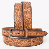 BAR H EQUINE 34 In Floral Hand Tooled W. Genuine Leather Belt Brown – by Hilason – Cowboy and equestrian accessories