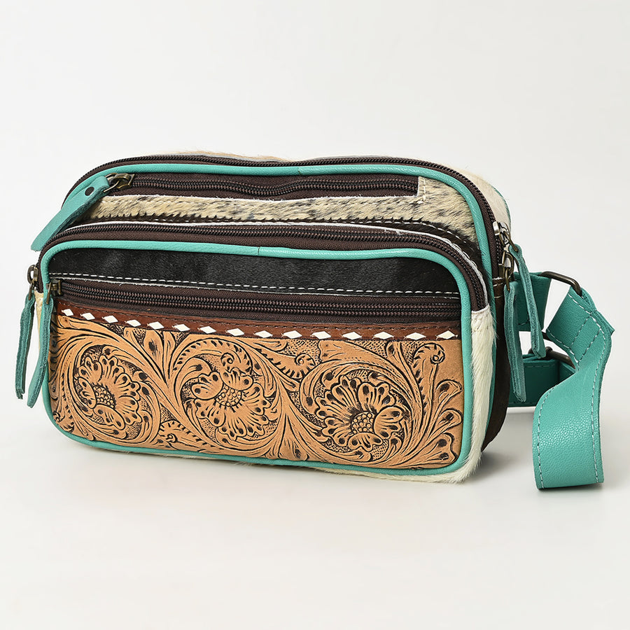 Ohlay Bags OHG183C Fanny Pack Hand Tooled Hair-On Genuine Leather by Hilason – Cowboy and equestrian accessories