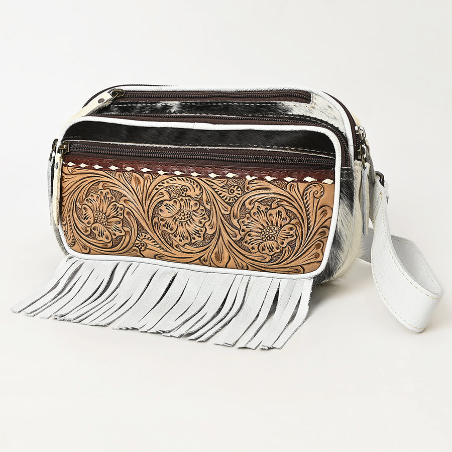 Ohlay Bags OHG184A Fanny Pack Hand Tooled Hair-On Genuine Leather by Hilason – Cowboy and equestrian accessories