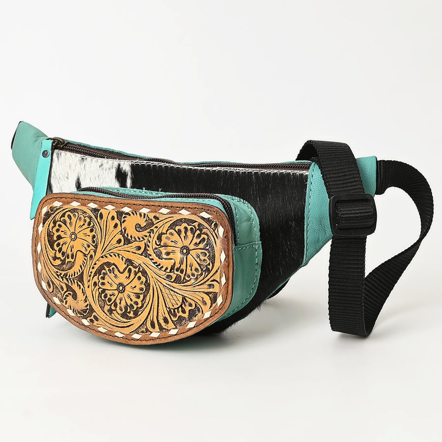 Ohlay Bags OHG185A FANNY PACK Hand Tooled Hair-on Genuine Leather by Hilason – Cowboy and equestrian accessories