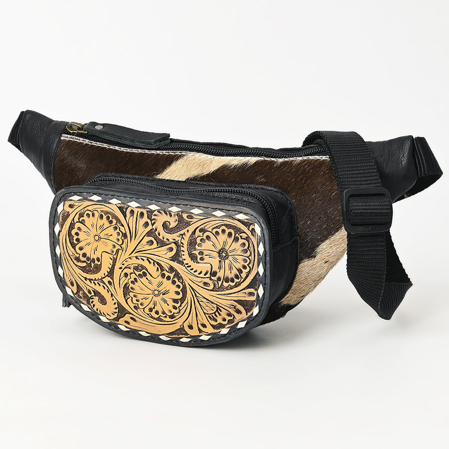 Ohlay Bags OHG185B FANNY PACK Hand Tooled Hair-on Genuine Leather by Hilason – Cowboy and equestrian accessories