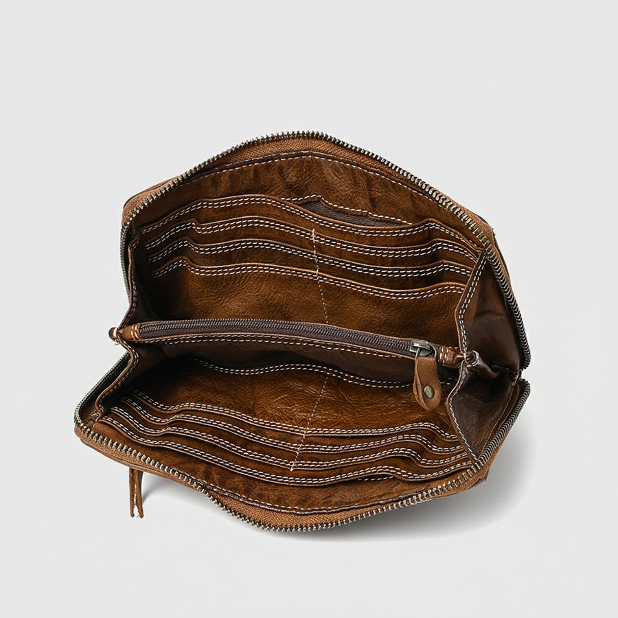 Spaghetti Western SWM107 Wristled Vintage Handmade Drum Dyed Genuine European Cowhide Leather Women Bag Handbag Purse