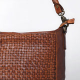 Spaghetti Western Hand-Woven Leather Hobo Bag Premium Vegetable Tanned Full Grain Cowhide Artisanal Basket Weave Shoulder Bag