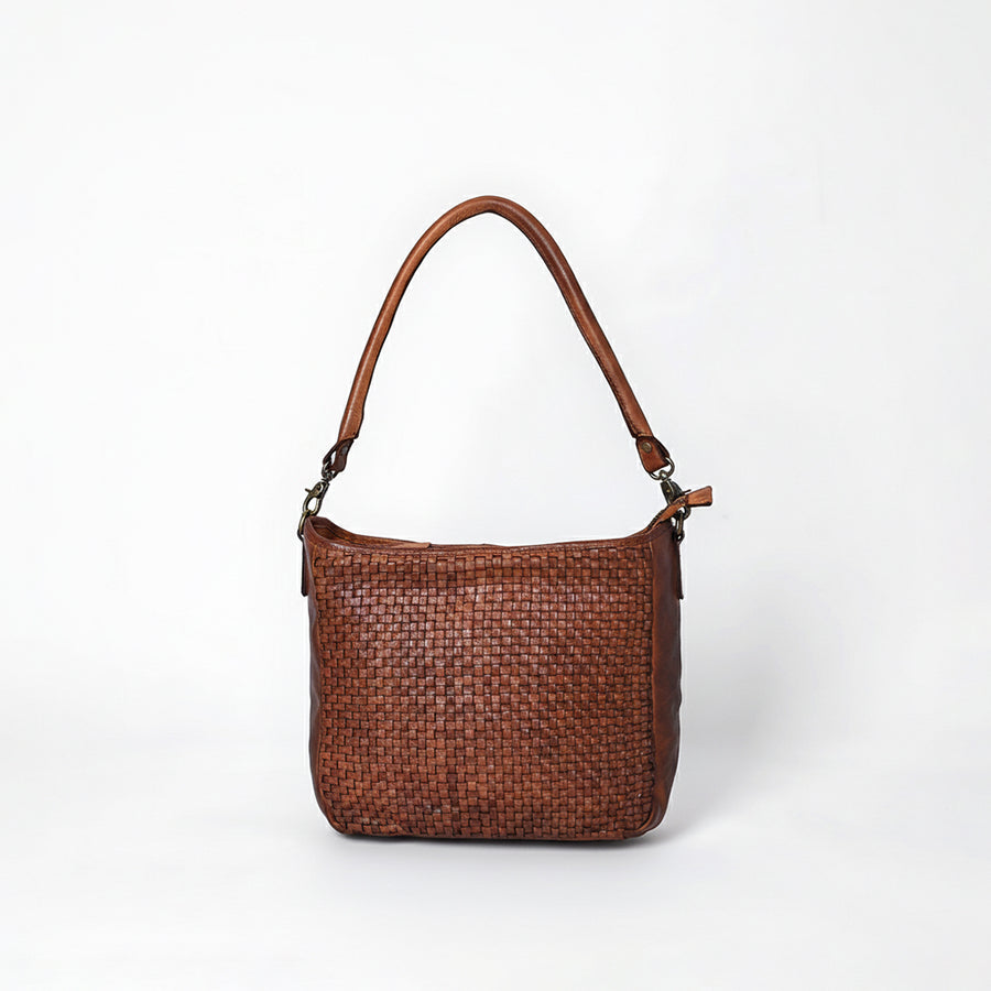 Spaghetti Western Hand-Woven Leather Hobo Bag Vegetable Tanned Full Grain Cowhide Artisanal Basket Weave Shoulder - Uhorse