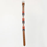 BAR H EQUINE Western Genuine Leather Dog Collar Embroidered  Blue Red & White