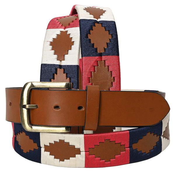 BAR H EQUINE Western Genuine Leather Men And Women Belt Embroidered Pink Blue and White - Uhorse