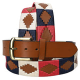 Bar H Equine Western Brown Full Grain Genuine Leather Men & Women Belt Embroidered Pink Blue White With Buckle - 34"