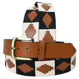 BAR H EQUINE Western Genuine Leather Men And Women Brown Belt Embroidered Black and White - Uhorse