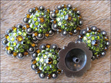 HILASON Western Screw Back Concho Parrot Green Crystal Bling Cowgirl Peridot & Tea Color | Bridle Conchos | Slotted Conchos