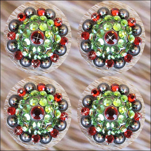 HILASON Western Screw Back Concho Green Siam Crystal Bling Headstall Tack Cowgirl | Belt Slotted Conchos