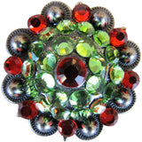 Set Of 16 Western Screw Back Concho Green Siam Crystal Bling Cowgirl - Uhorse