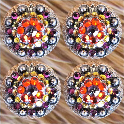 HILASON Western Screw Back Concho Fuchsia Topaz Crystal Bling Cowgirl Fuchsia, Hyacinth & Light Smoked color