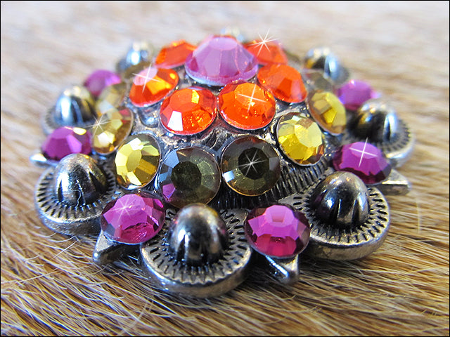 HILASON Western Screw Back Concho Fuchsia Topaz Crystal Bling Cowgirl Fuchsia, Hyacinth & Light Smoked color