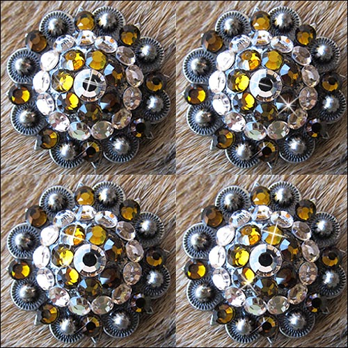 Western Screw Back Concho Antique Silver Finish Crystal Bling