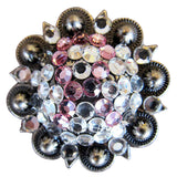 HILASON Western Screw Back Concho Breast Cancer Crystal Bling Cowgirl Clear & Rose Color | Bridle Conchos | Slotted Conchos