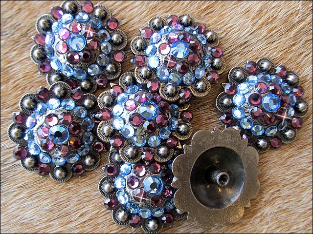 HILASON Western Screw Back Concho Amethyst Sapphire Crystal Cowgirl & Light | Bling