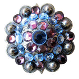 Set Of 32 Western Screw Back Concho Amethyst Sapphire Crystal Cowgirl - Uhorse