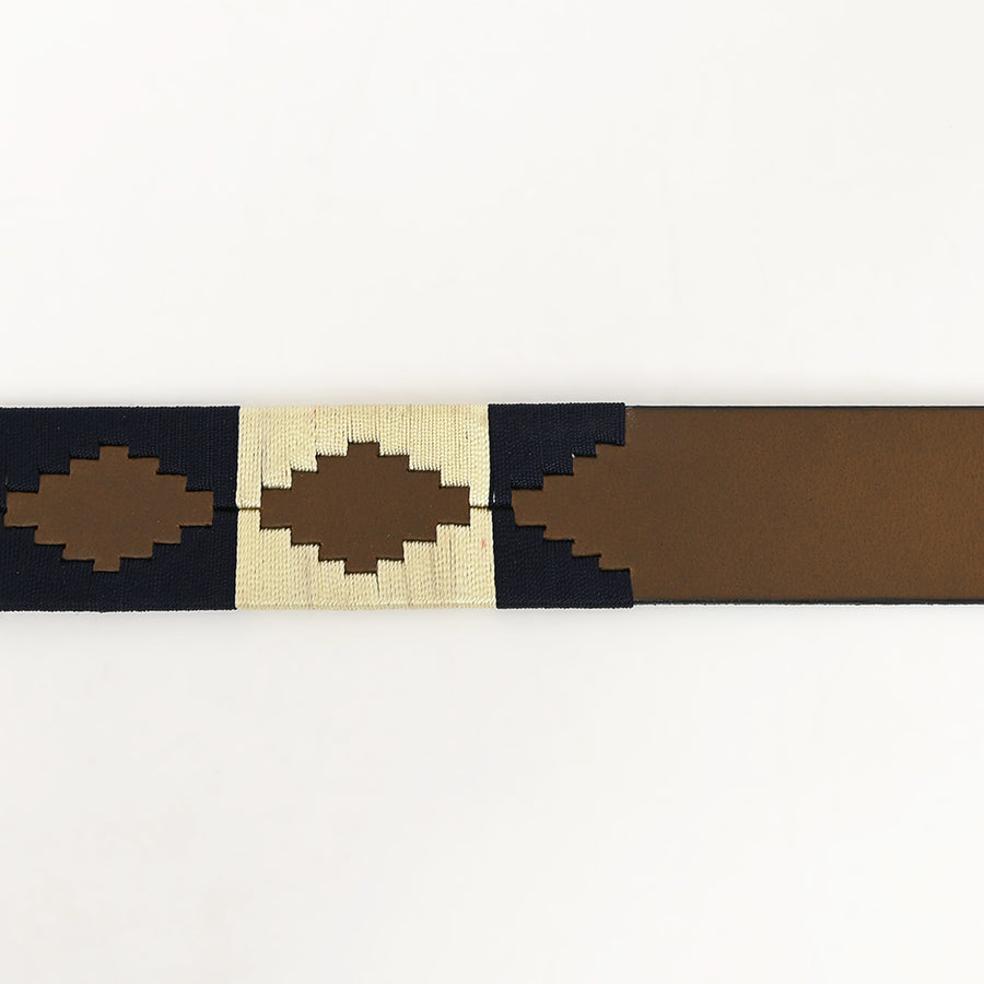 Bar H Equine Western Brown Full Grain Genuine Leather Men & Women Belt Embroidered Beige Black with Buckle