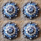 HILASON Western Screw Back Concho Iris Sapphire Berry Crystal Cowgirl Light Sapphire, Clear & Iris Color | Slotted Conchos