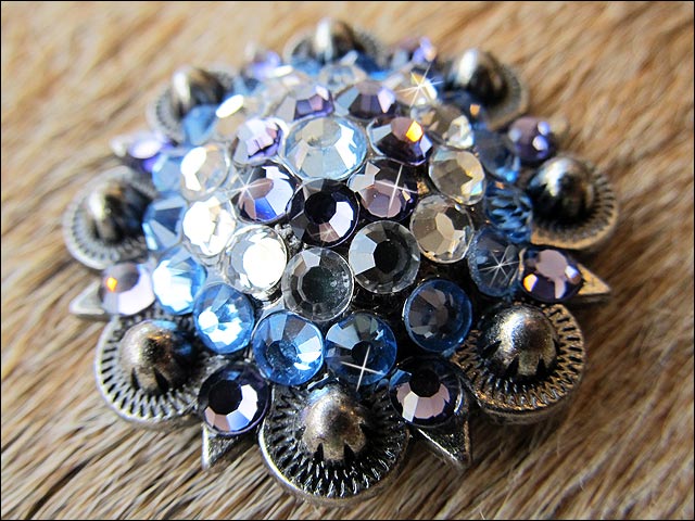 HILASON Western Screw Back Concho Iris Sapphire Berry Crystal Cowgirl Light Sapphire, Clear & Color | Slotted Conchos