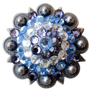 HILASON Western Screw Back Concho Iris Sapphire Berry Crystal Cowgirl Light Sapphire, Clear & Color | Slotted Conchos