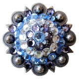 HILASON Western Screw Back Concho Iris Sapphire Berry Crystal Cowgirl Light Sapphire, Clear & Iris Color | Slotted Conchos