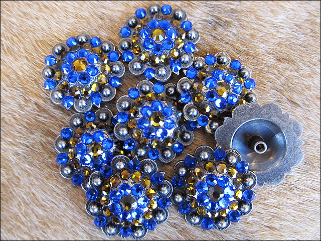 HILASON Western Screw Back Concho Sapphire Berry Crystals Headstall Tack Cowgirl | Belt Slotted Conchos